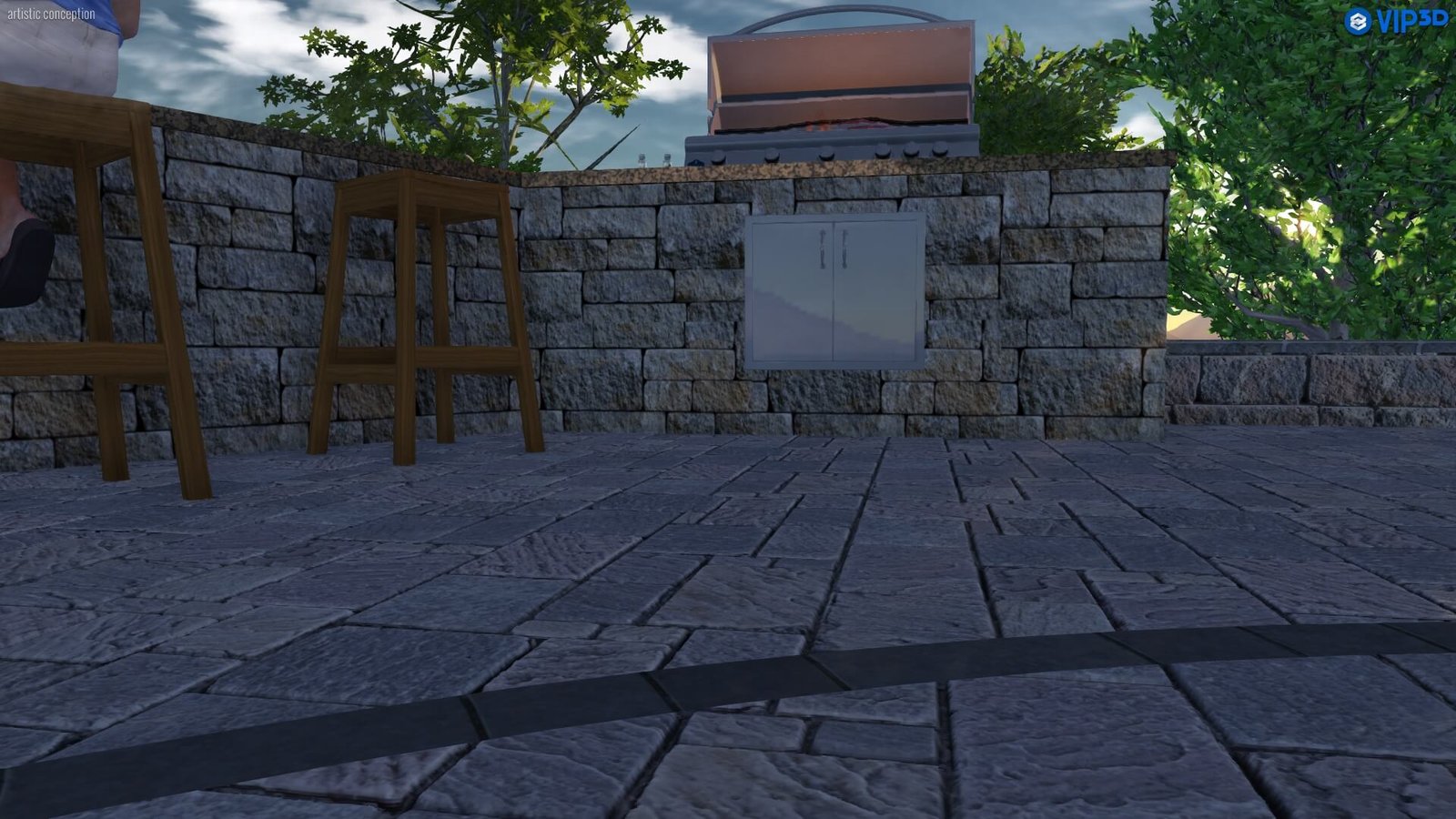 3D driveway entry design render NC