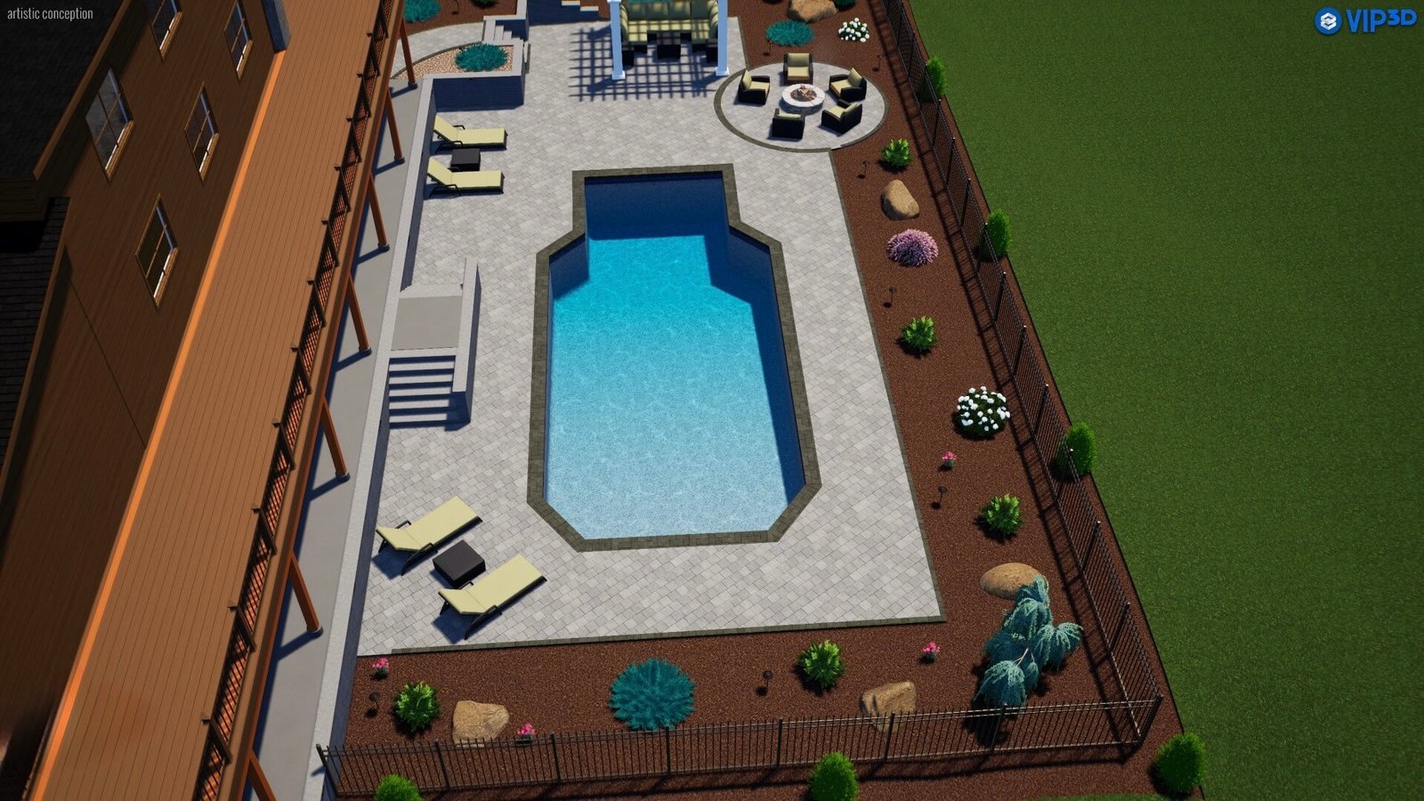 3D landscaping design render NC