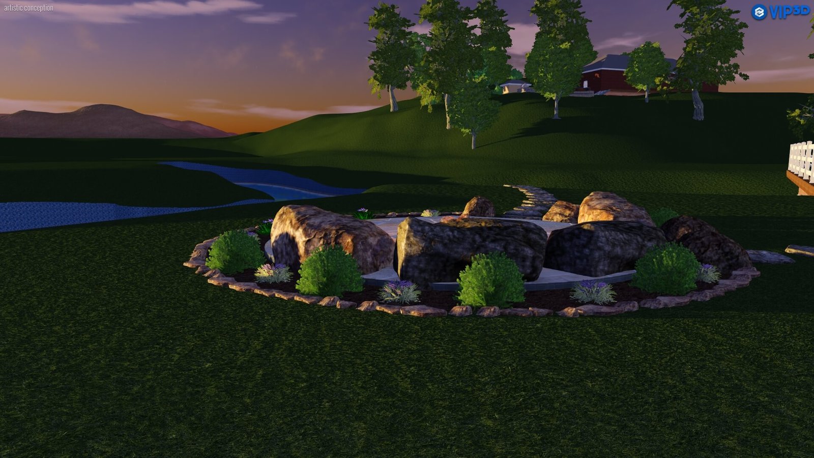 3D patio concept render Western NC