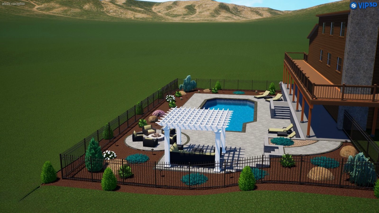 3D planting and landscape design render NC