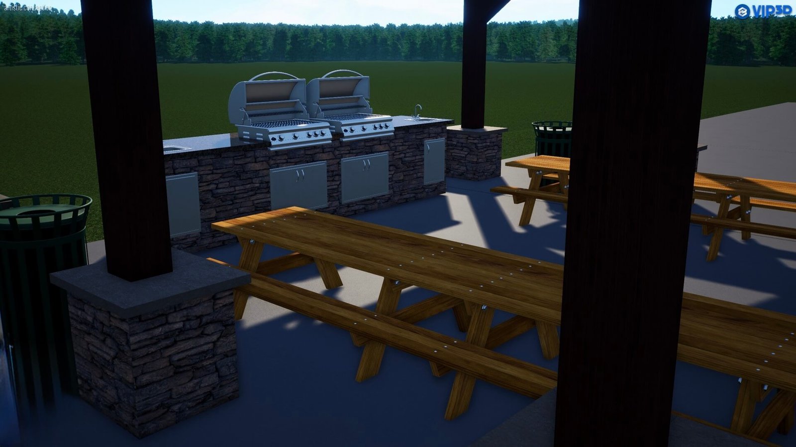 3D recreation area design render NC