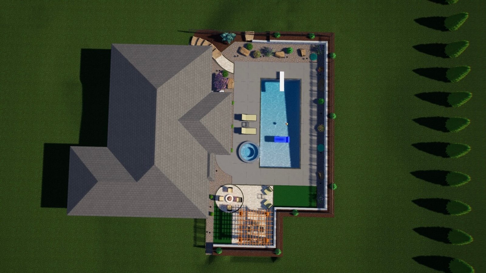 3D residence hardscape render NC