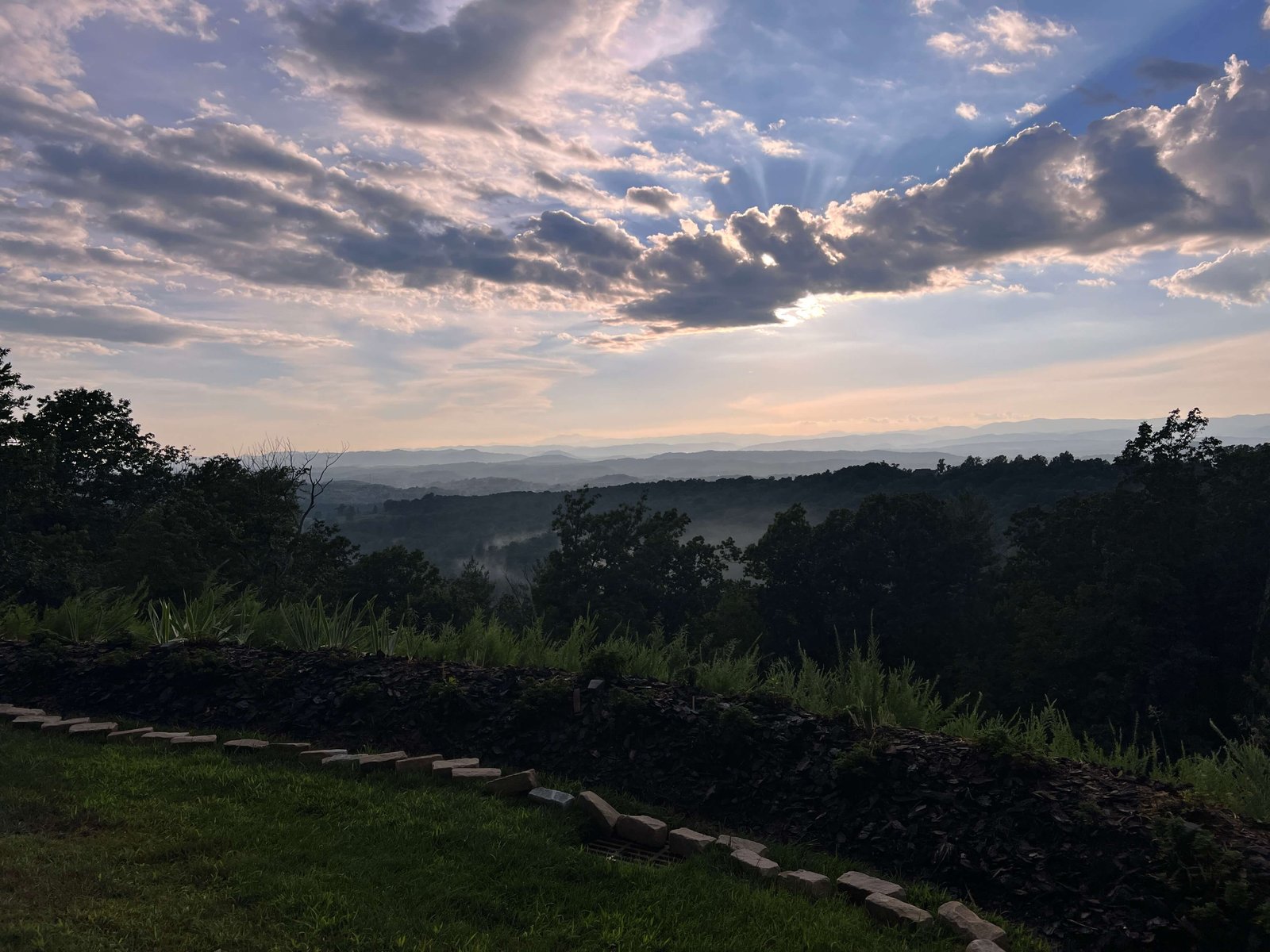 Landscape and stone border with Western NC mountain view