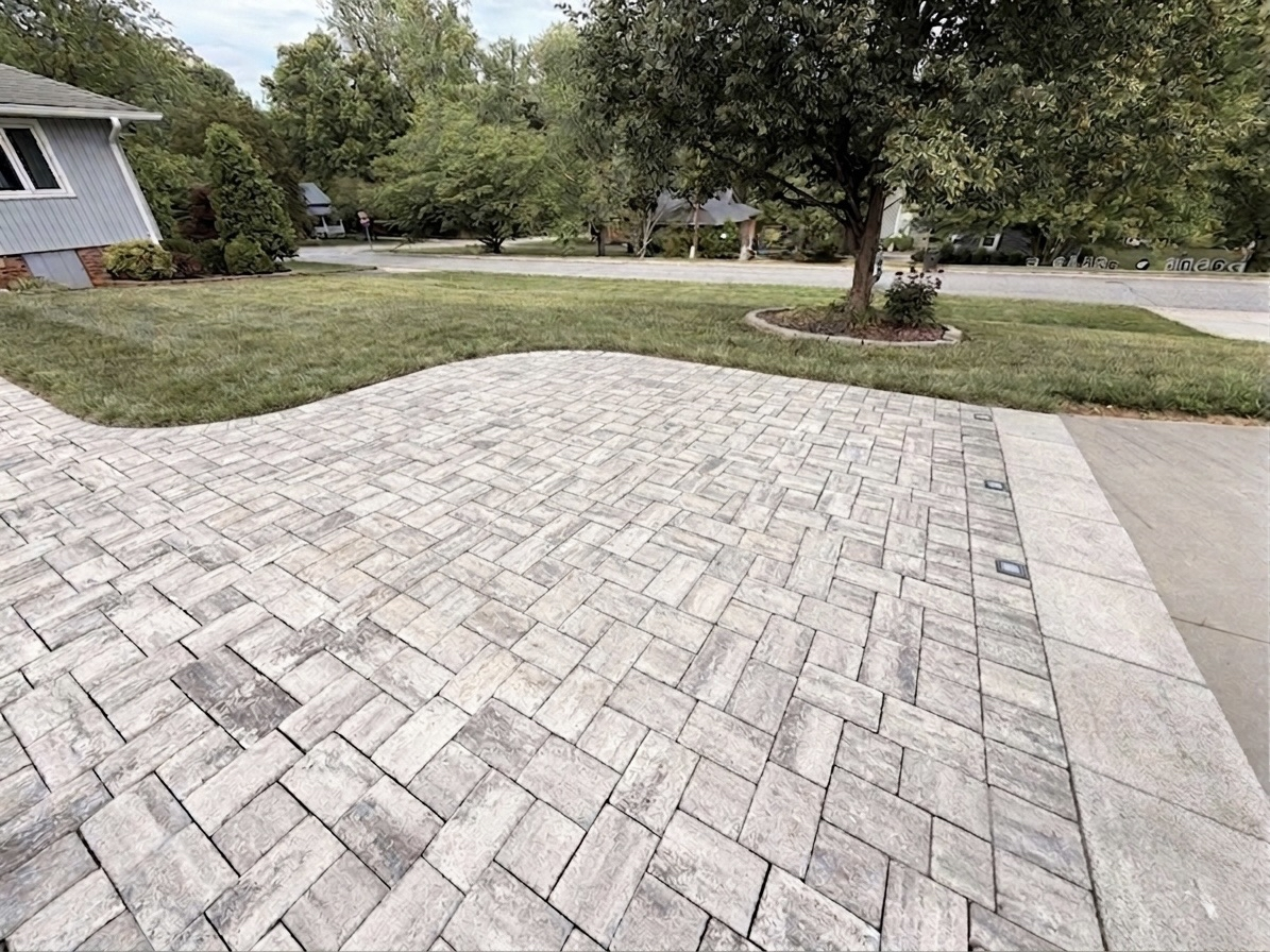 Completed paver driveway installation Western NC by Black Oak Hardscapes