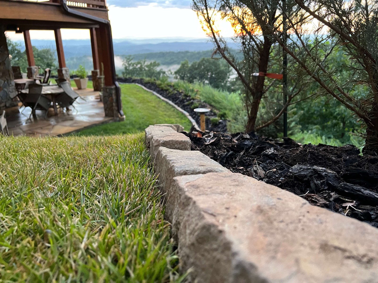 Stone border and hardscape edging by Black Oak Hardscapes Western NC