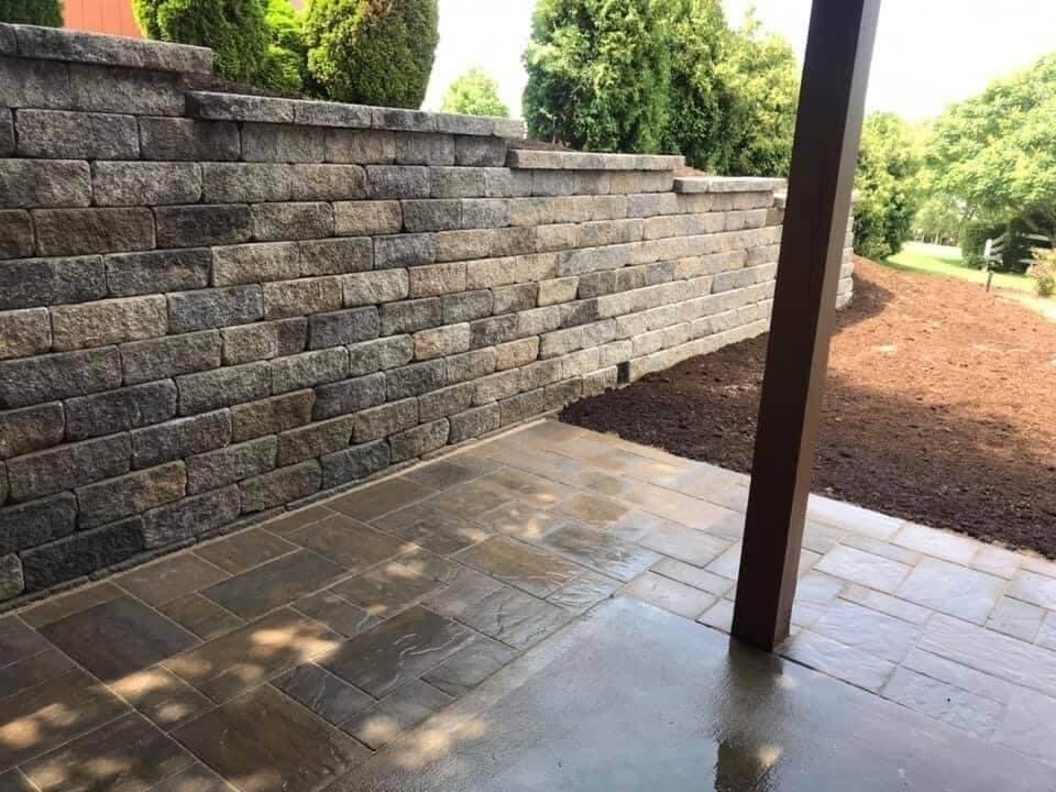 Stone masonry and retaining wall project in Western NC by Black Oak Hardscapes